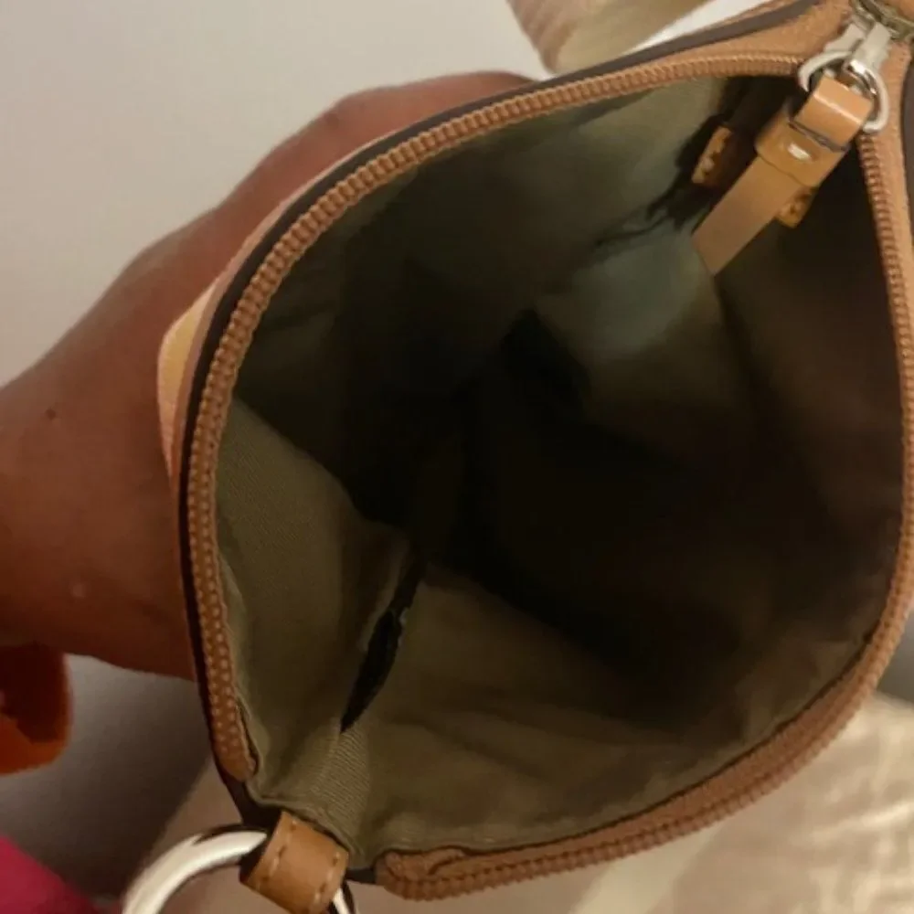 Coach Yellow/Tan signature Logo Canvas crossbody bag